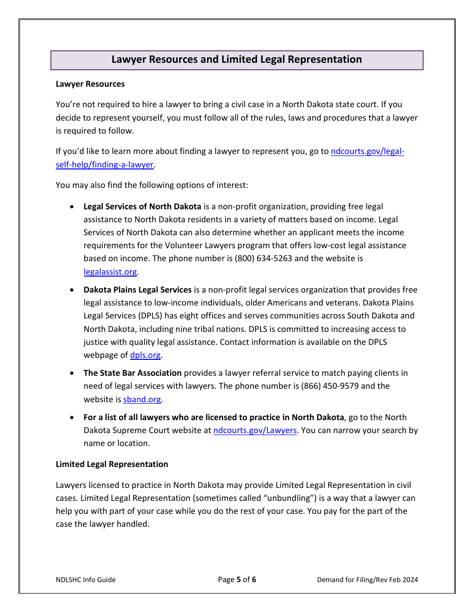 Demand for Filing - North Dakota, Page 5