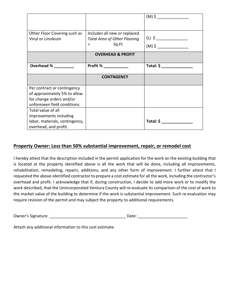 Contractors Cost Estimate - County of Ventura, California, Page 6