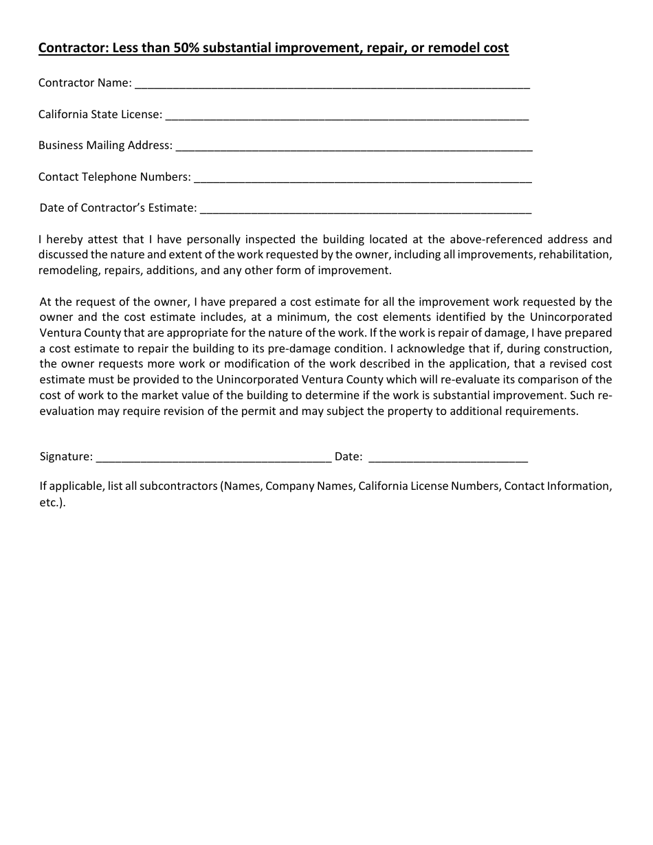 Contractors Cost Estimate - County of Ventura, California, Page 7