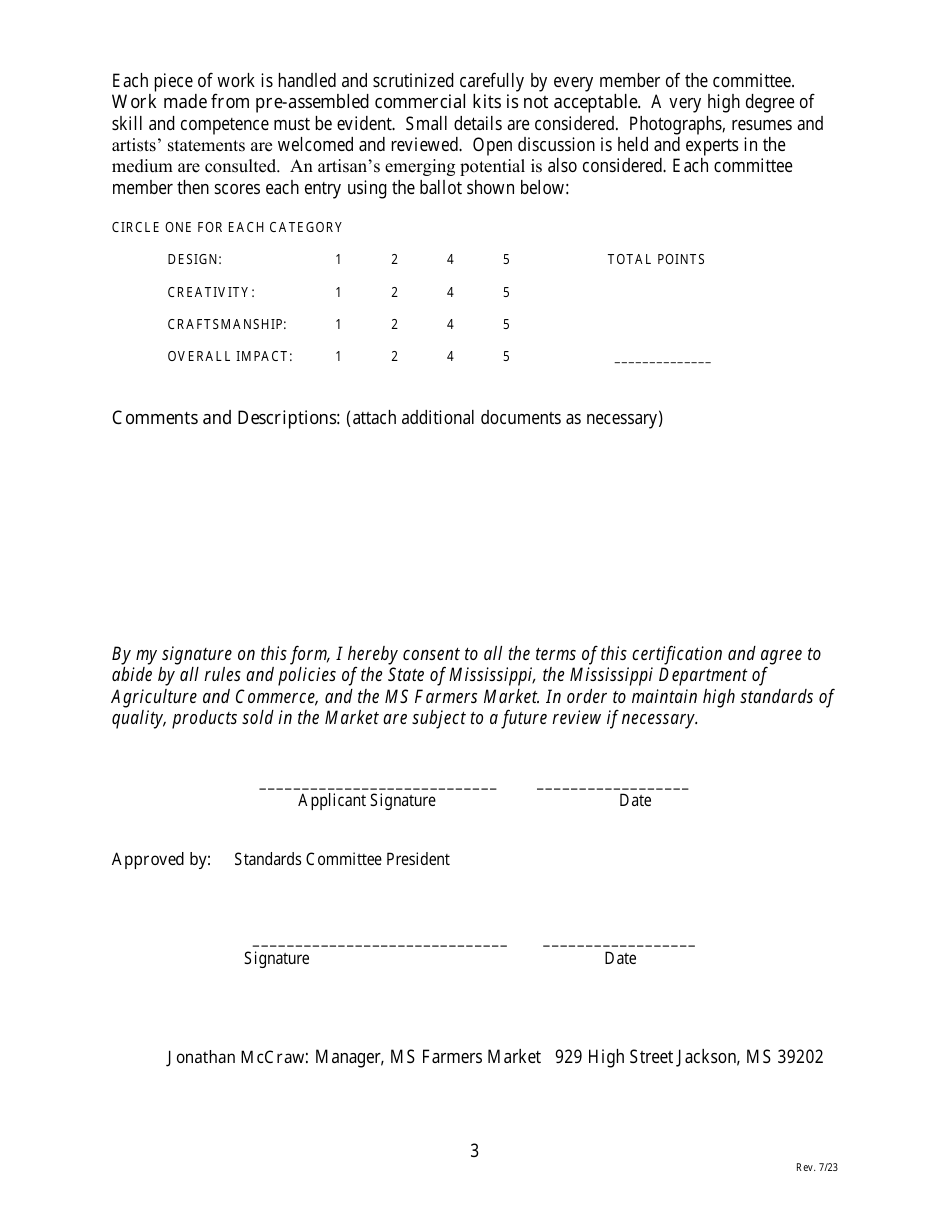 Ms Farmers Market Application for Arts  Crafts - Mississippi, Page 3