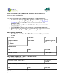 Form N3413-0620 Over the Counter (OTC) Covid 19 at Home Test Claim Form - Washington