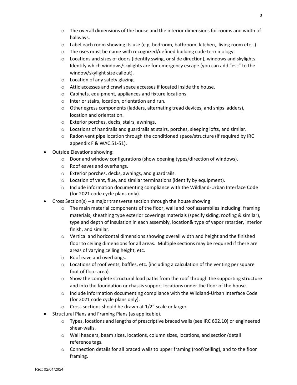 Factory Built Residential Buildings - Plan Submittal Checklist - Washington, Page 3