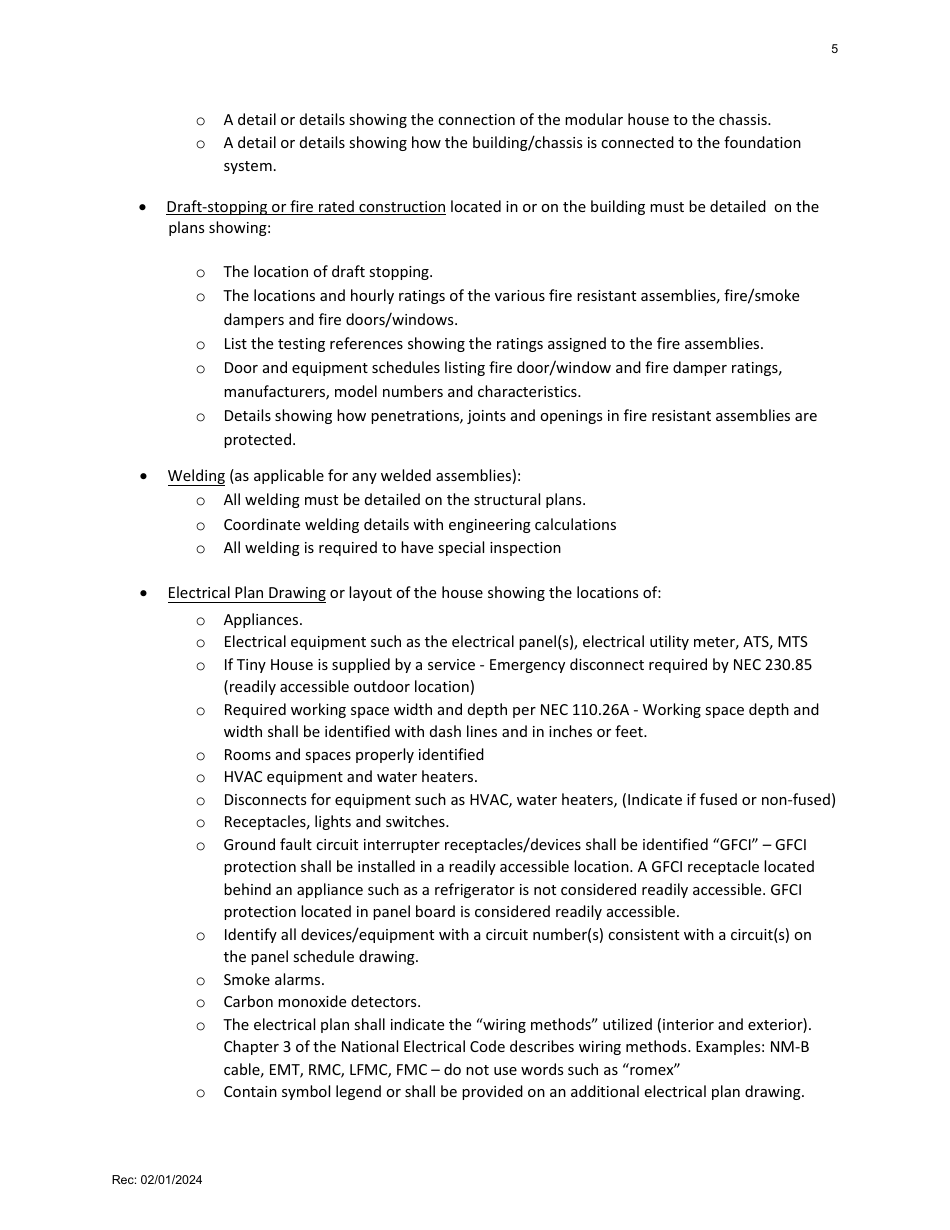 Factory Built Residential Buildings - Plan Submittal Checklist - Washington, Page 5