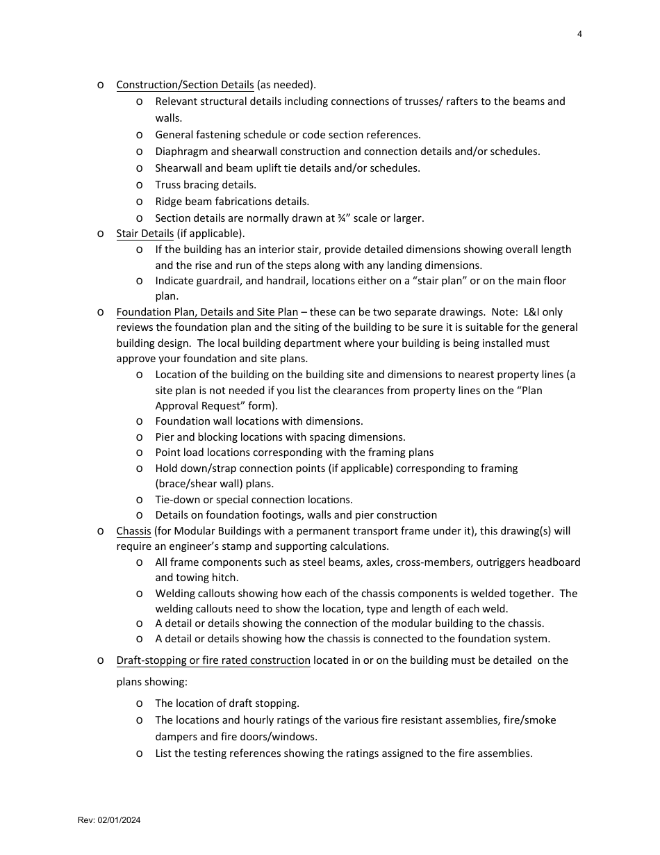 Factory-Built Commercial Buildings - Plan Submittal Checklist - Washington, Page 4