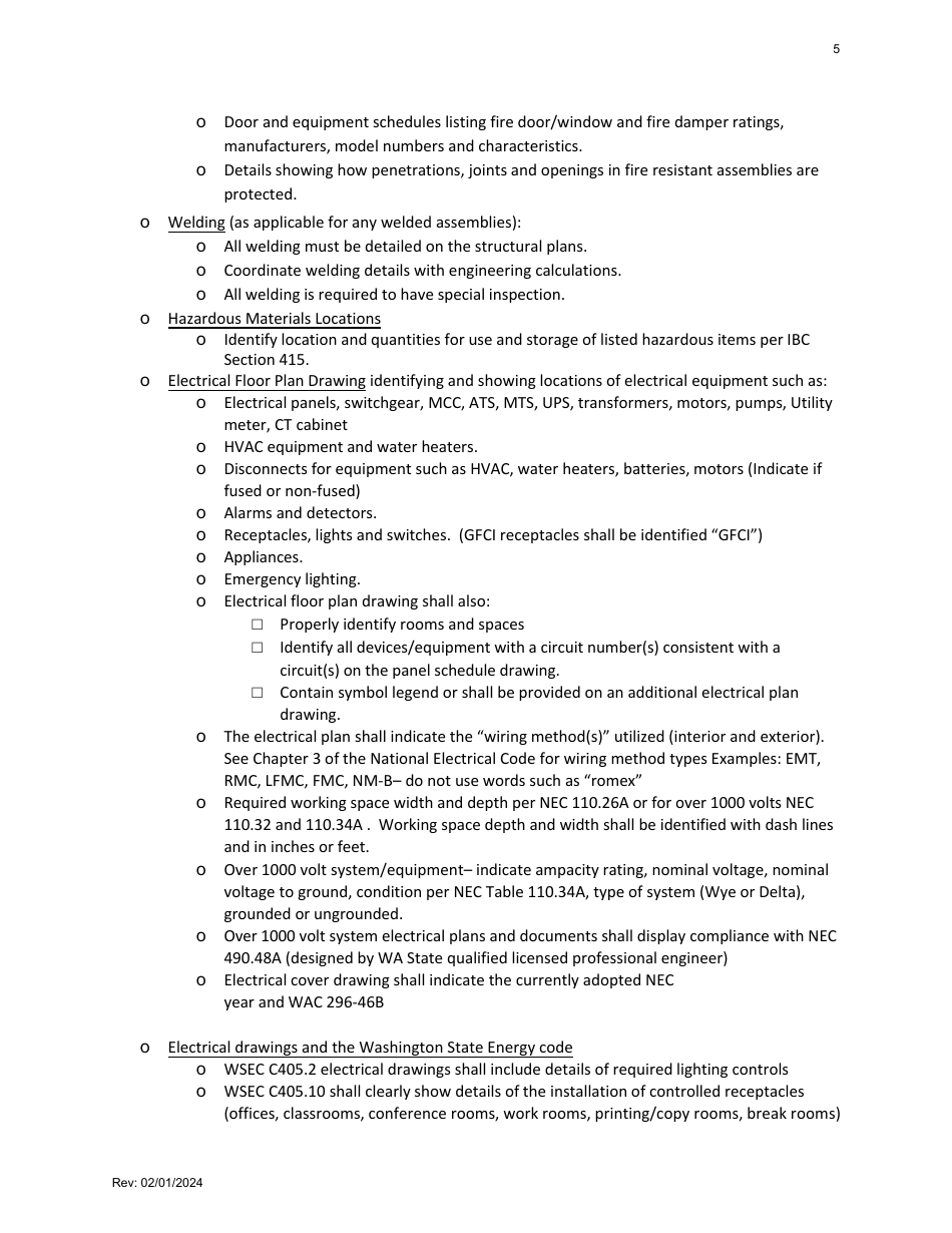 Factory-Built Commercial Buildings - Plan Submittal Checklist - Washington, Page 5