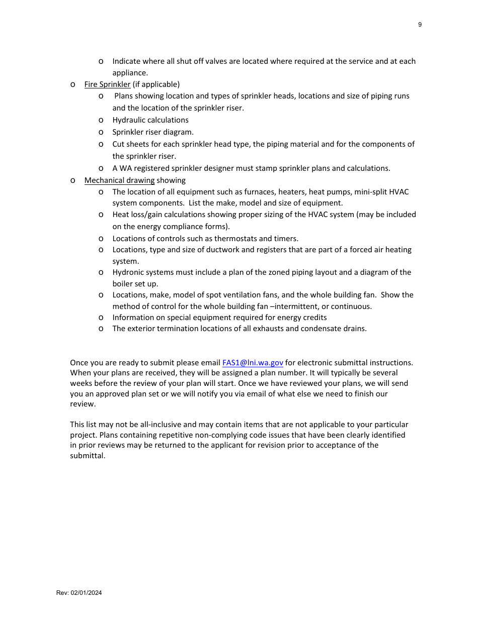 Factory-Built Commercial Buildings - Plan Submittal Checklist - Washington, Page 9