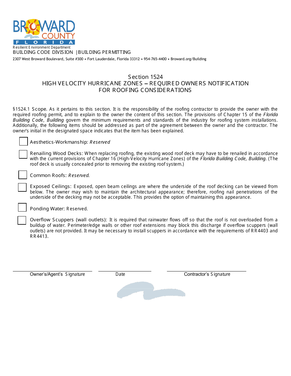 Roofing Application Packet - Broward County, Florida, Page 1