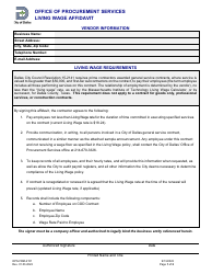 Form OPS-FRM-2151 Living Wage Affidavit - City of Dallas, Texas