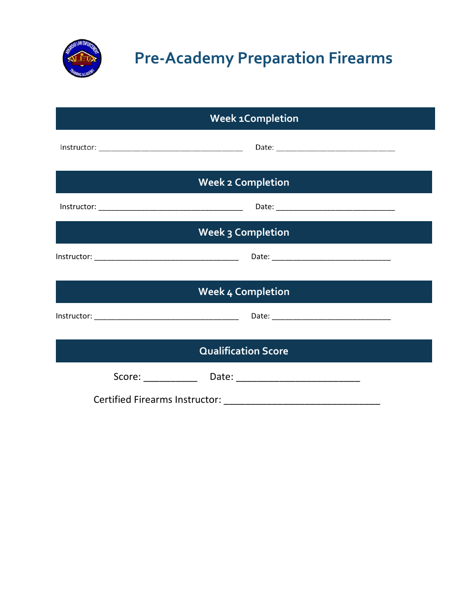 Firearms Form - Pre-academy Preparation Program - Arkansas, Page 1