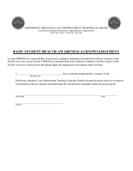 Document preview: Basic Student Health Awareness Acknowledgement - Arkansas