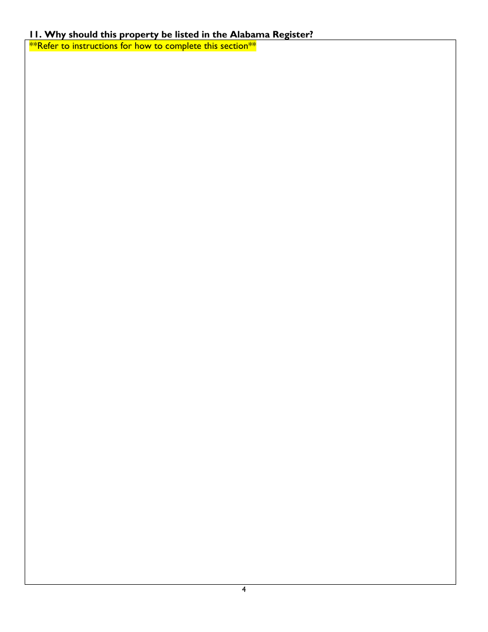 Alabama Register of Landmarks  Heritage Nomination Form - Alabama, Page 4