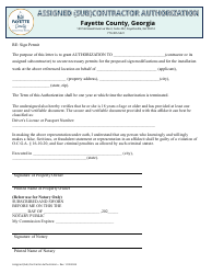 Document preview: Assigned (Sub)contractor Authorization - Fayette County, Georgia (United States)