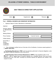 Document preview: Tobacco Directory Application - Oklahoma, 2024