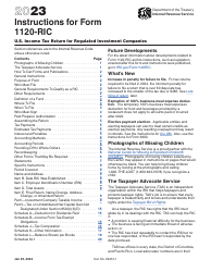 Document preview: Instructions for IRS Form 1120-RIC U.S. Income Tax Return for Regulated Investment Companies, 2023