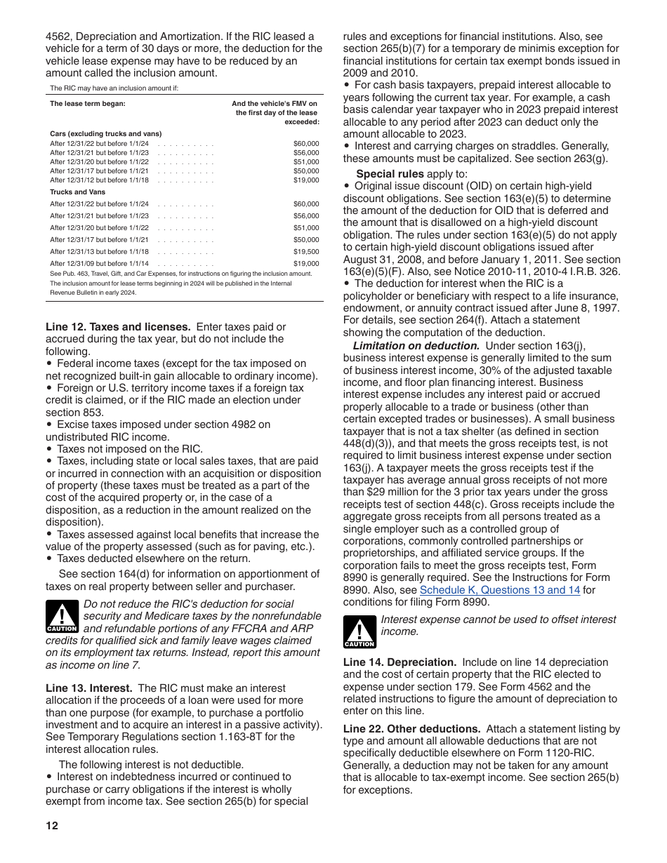 Instructions for IRS Form 1120-RIC U.S. Income Tax Return for Regulated Investment Companies, Page 12