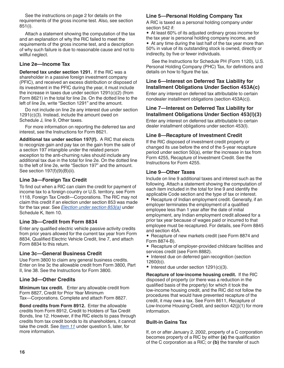 Instructions for IRS Form 1120-RIC U.S. Income Tax Return for Regulated Investment Companies, Page 16