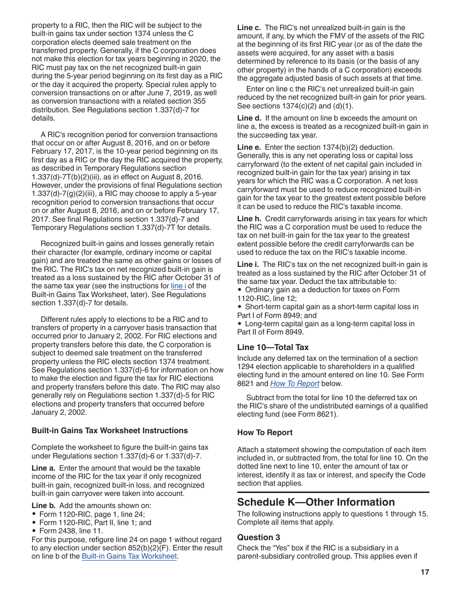 Instructions for IRS Form 1120-RIC U.S. Income Tax Return for Regulated Investment Companies, Page 17