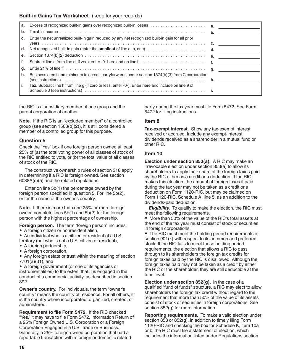 Instructions for IRS Form 1120-RIC U.S. Income Tax Return for Regulated Investment Companies, Page 18