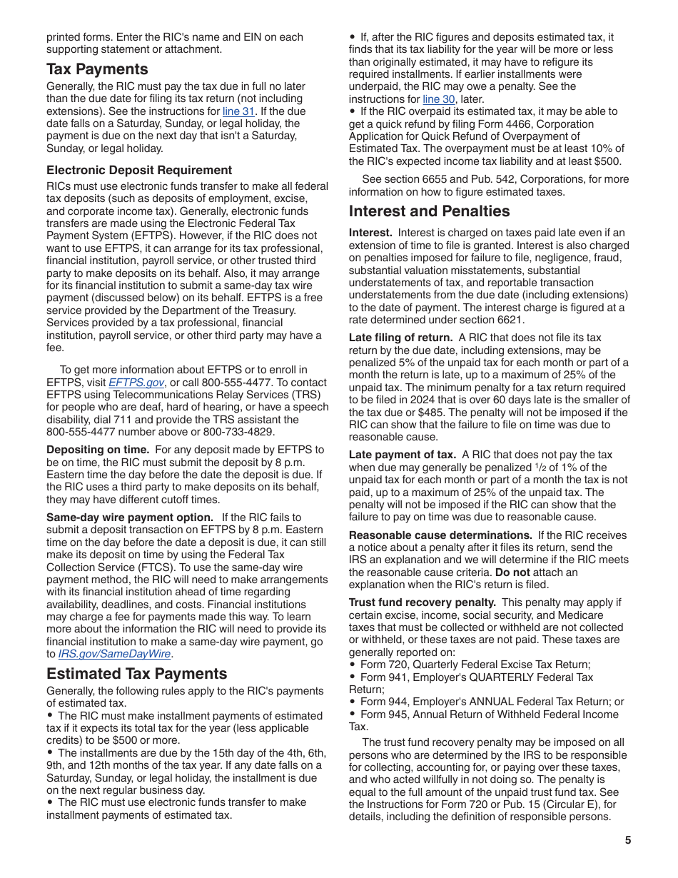Instructions for IRS Form 1120-RIC U.S. Income Tax Return for Regulated Investment Companies, Page 5