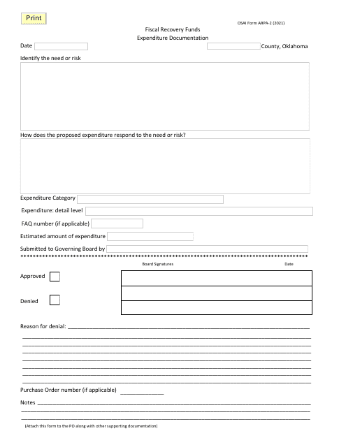 OSAI Form ARPA-2  Printable Pdf