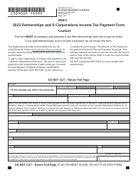 Form DR0900P Partnerships and S Corporations Income Tax Payment Form - Colorado
