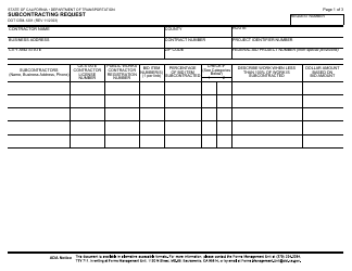 Document preview: Form DOT CEM-1201 Subcontracting Request - California