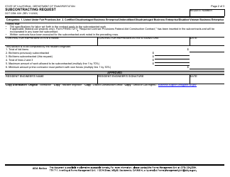 Form DOT CEM-1201 Subcontracting Request - California, Page 2