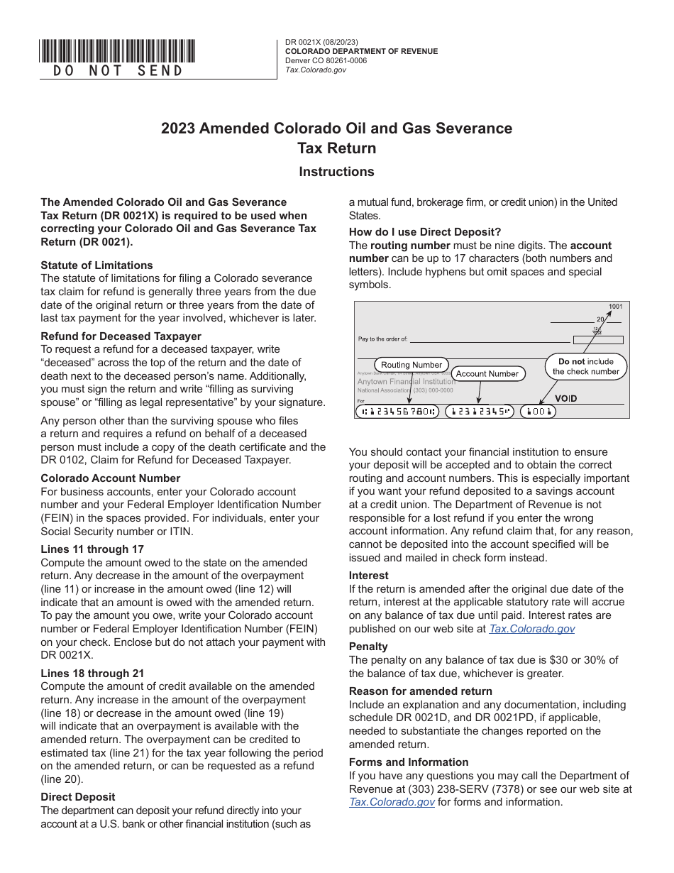 Form DR0021X Download Fillable PDF or Fill Online Amended Colorado Oil ...