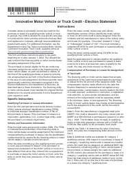 Document preview: Form DR0618 Innovative Motor Vehicle Tax Credit - Election Statement - Colorado, 2024