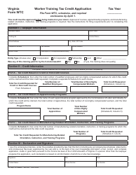 Document preview: Form WTC Worker Training Tax Credit Application - Virginia