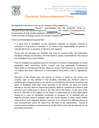 Easement Acknowledgement Form - Orange County, Florida