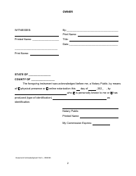 Easement Acknowledgement Form - Orange County, Florida, Page 2