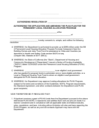 Plan Amendment Resolution - Permanent Local Housing Allocation Program (Plha) - California