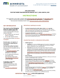 Document preview: Cpe Audit Form for the Three-Year Reporting Period July 1, 2020 - June 30, 2023 - Minnesota