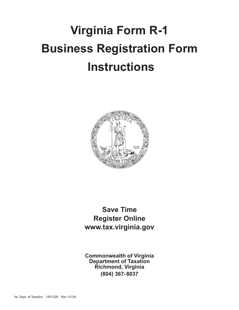 Instructions for Form R-1 Business Registration Form - Virginia, Page 1