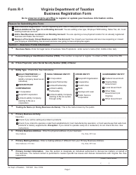 Form R-1 Business Registration Form - Virginia