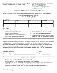 Document preview: Form CDPH507 Modification of Administrator-In-training Hours Request - California