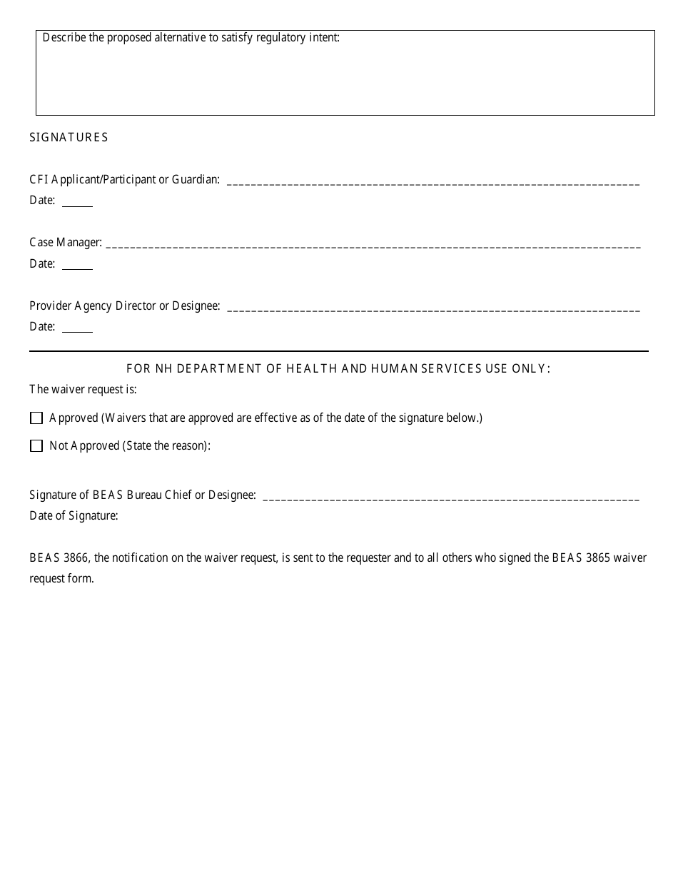 Form BEAS3865 Choices for Independence (Cfi) Program Waiver Request - New Hampshire, Page 2