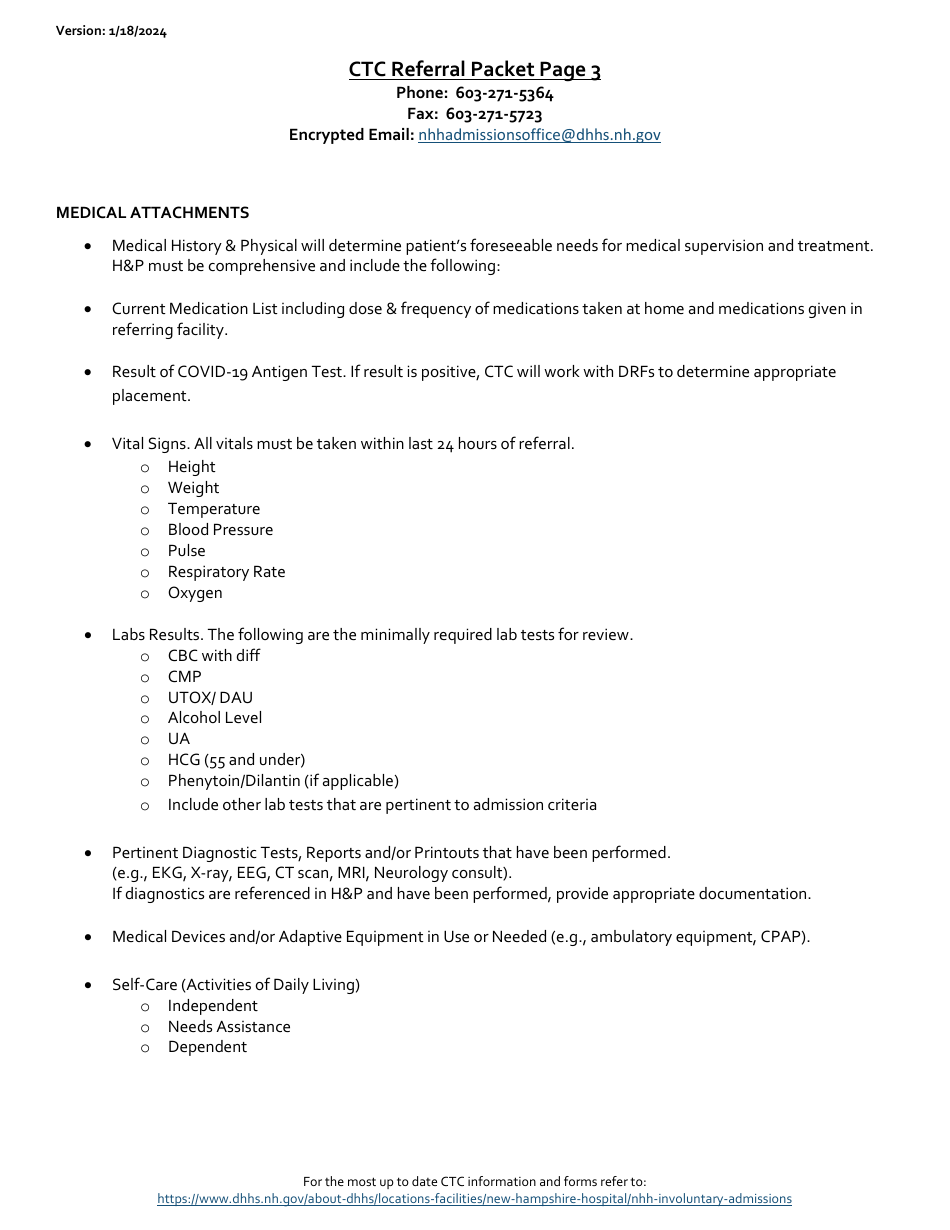 Care Traffic Control Referral Checklist Reference Guide - New Hampshire, Page 3