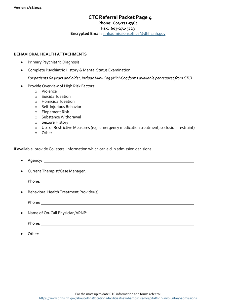 Care Traffic Control Referral Checklist Reference Guide - New Hampshire, Page 4