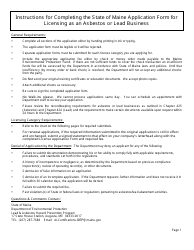 License Application Form - Asbestos/Lead Business &amp; Public Entities - Maine