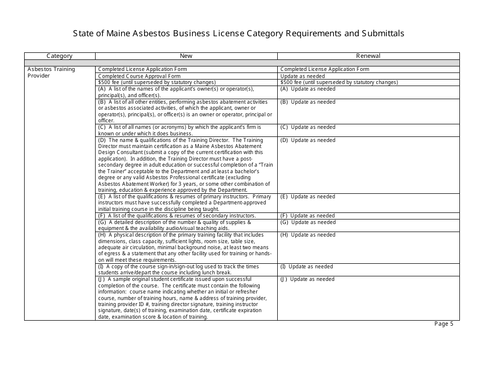 Maine License Application Form - Asbestos/Lead Business & Public ...