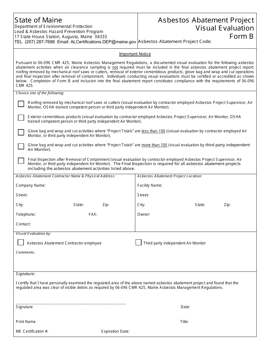 Form B - Fill Out, Sign Online and Download Fillable PDF, Maine ...