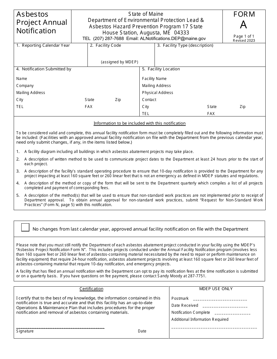 Form A - Fill Out, Sign Online and Download Fillable PDF, Maine ...