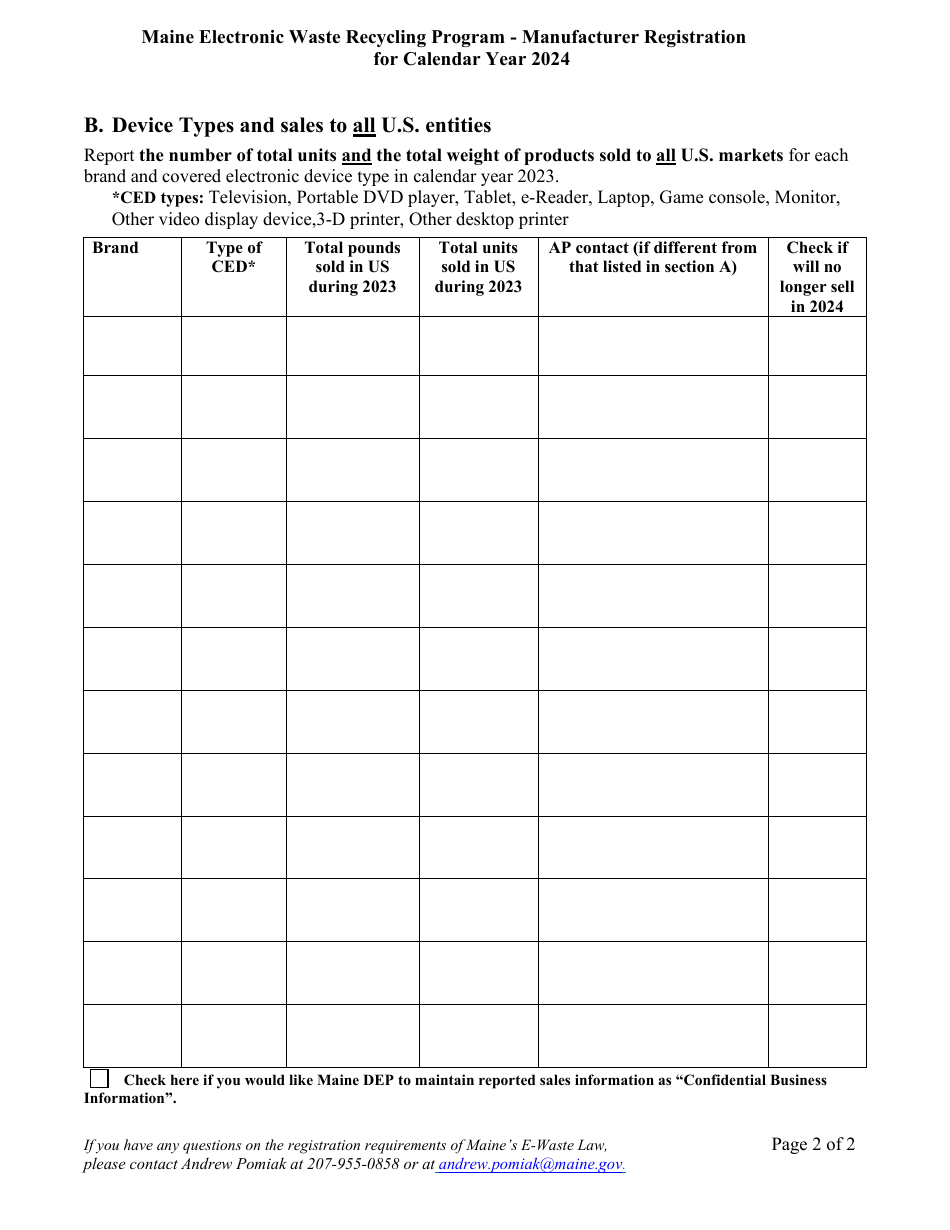 Manufacturer Registration - Maine Electronic Waste Recycling Program - Maine, Page 3