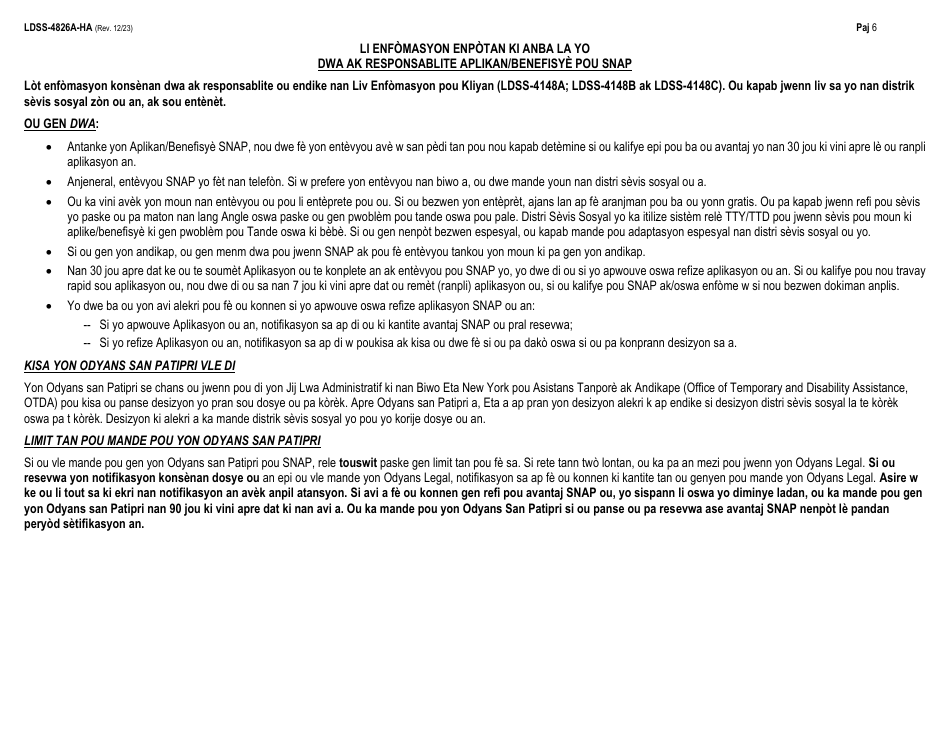 Instructions for Form LDSS-4826 Supplemental Nutrition Assistance Program (Snap) Application / Recertification - New York (Haitian Creole), Page 6