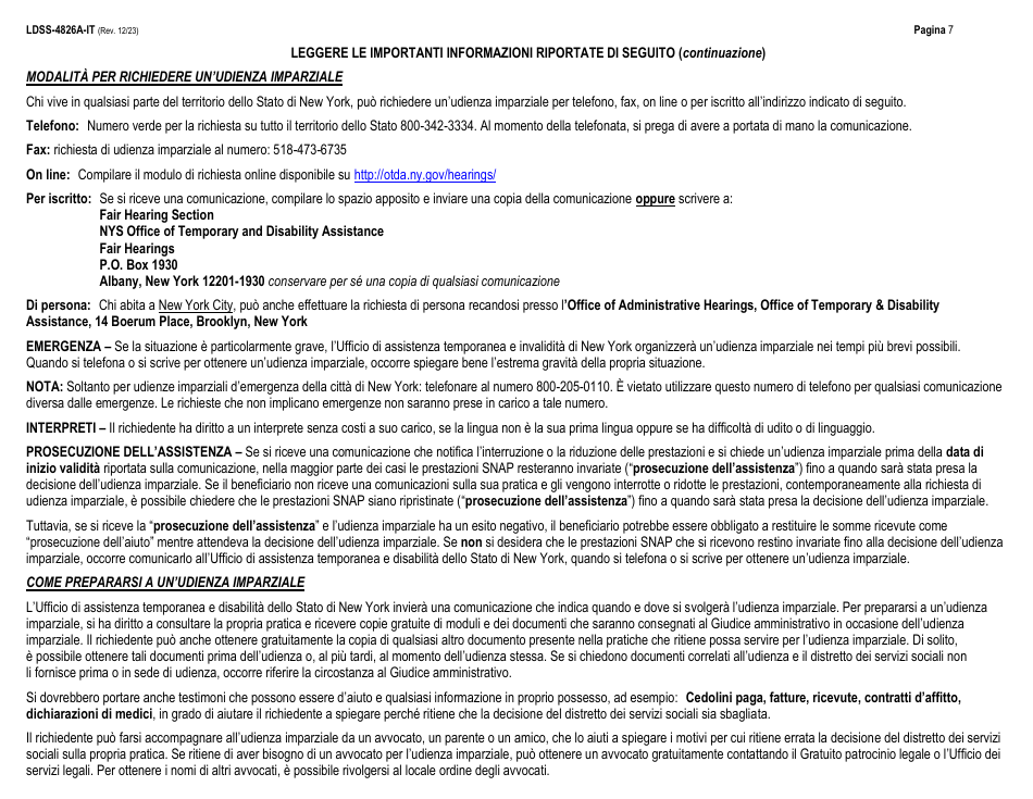 Instructions for Form LDSS-4826 Supplemental Nutrition Assistance Program (Snap) Application / Recertification - New York (Italian), Page 7