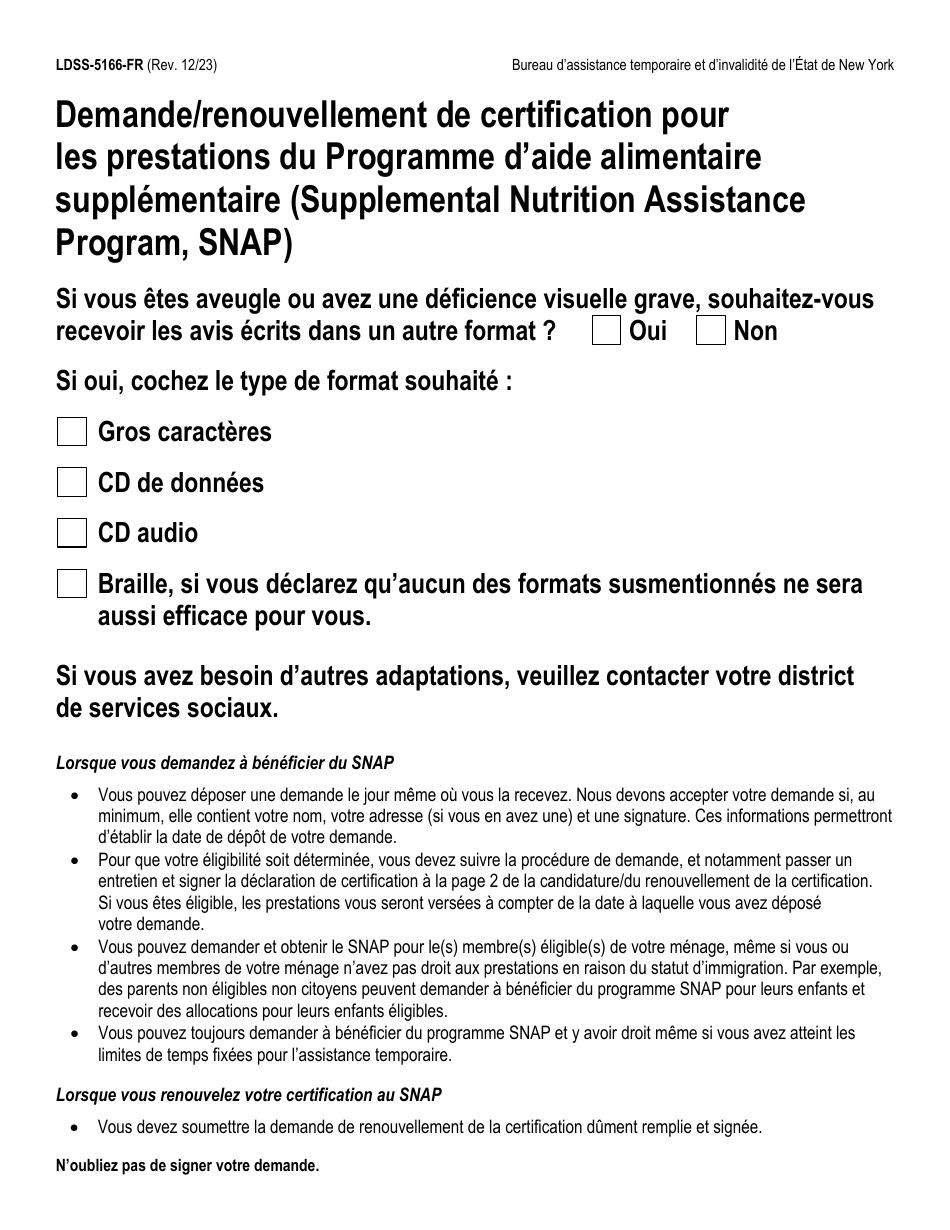 Forme LDSS-5166 - Fill Out, Sign Online and Download Printable PDF, New ...