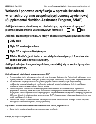 Form LDSS-5166 Application/Recertification for Supplemental Nutrition Assistance Program (Snap) Benefits - New York (Polish)