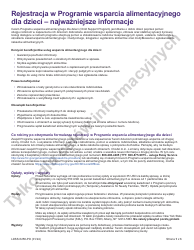 Form LDSS-5258 Child Support Enrollment Form - New York (Polish)